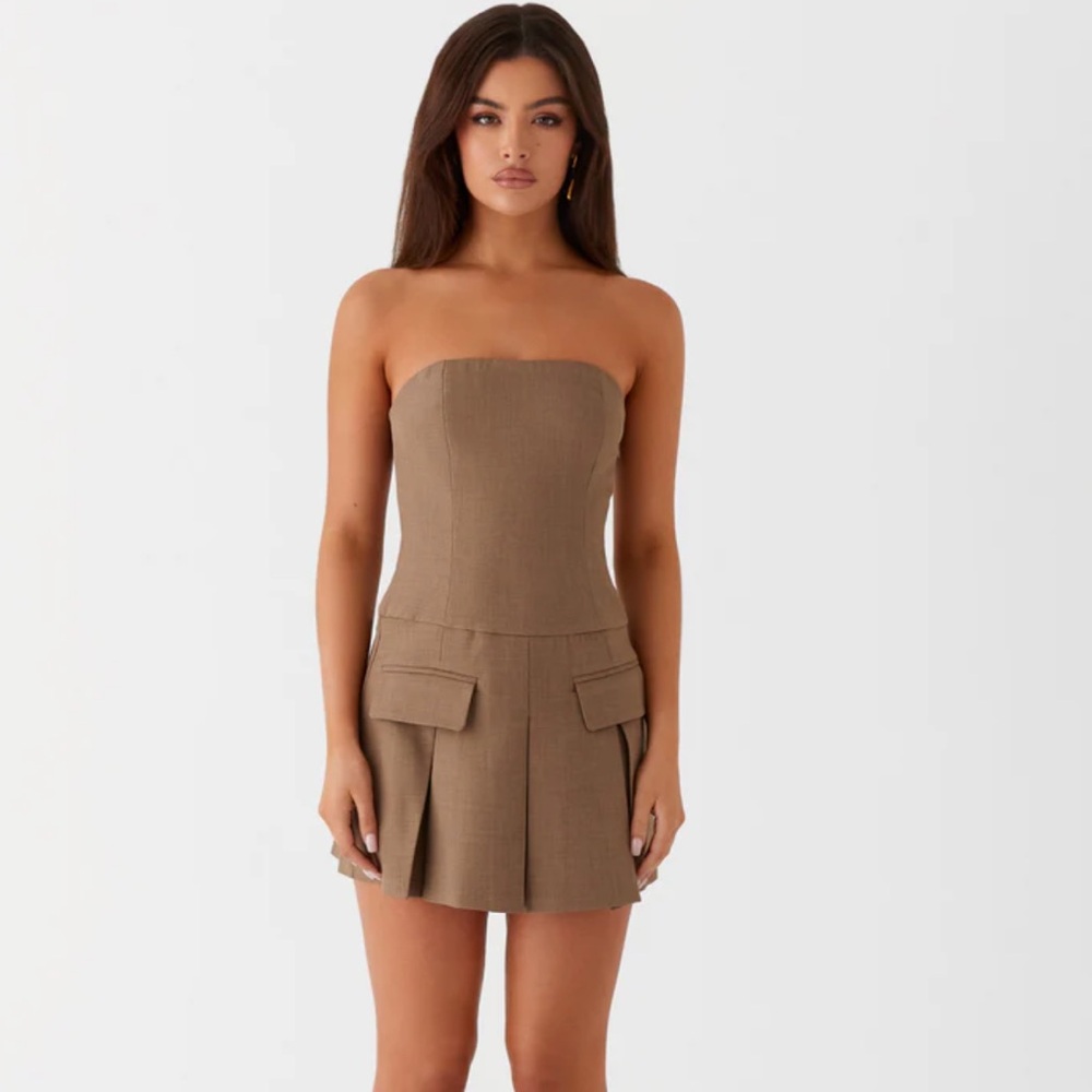 Peppermayo - The Deal-Breaker Mini Dress - Brown Beige